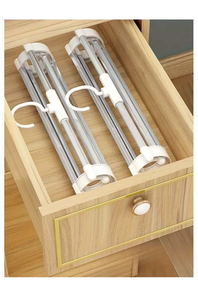 HOMESTAR Pants Hangers Non Slip 2 Pack Space Saving Hangers Multi-Layer Pants Hanger Stainless Steel Space Saver Hangers Closet Storage Organizer for Jeans Trouser Slack Clothes - Image 3