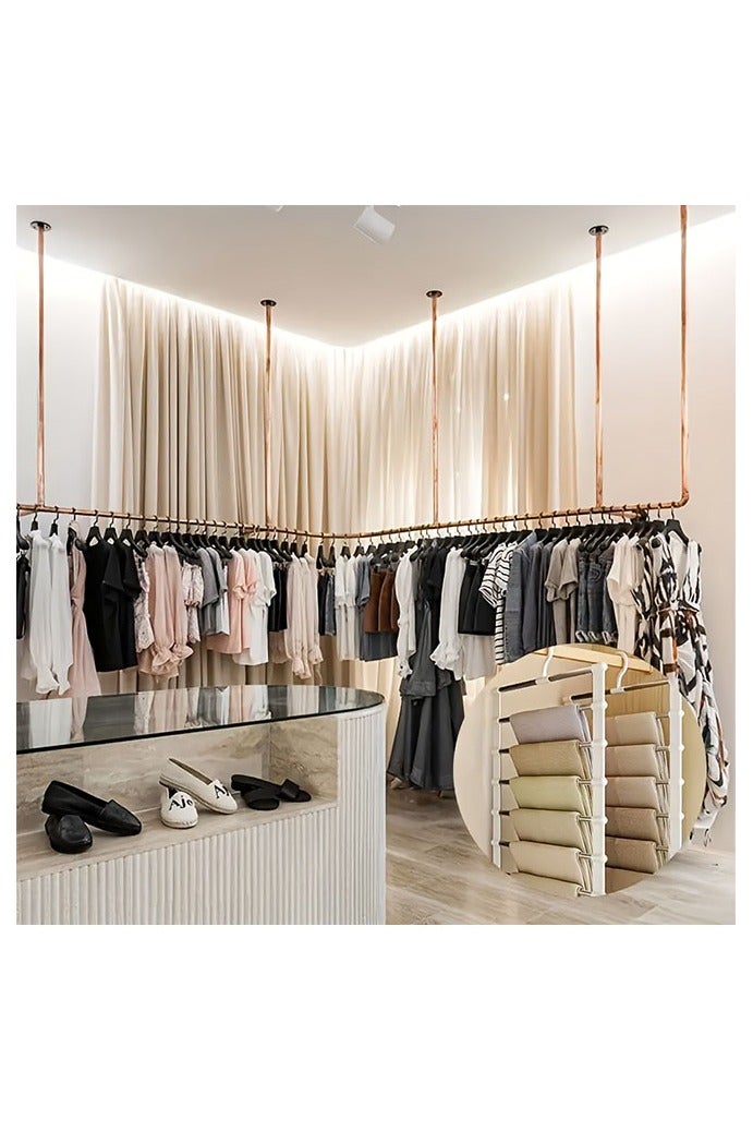 HOMESTAR Pants Hangers Non Slip 2 Pack Space Saving Hangers Multi-Layer Pants Hanger Stainless Steel Space Saver Hangers Closet Storage Organizer for Jeans Trouser Slack Clothes - Image 4