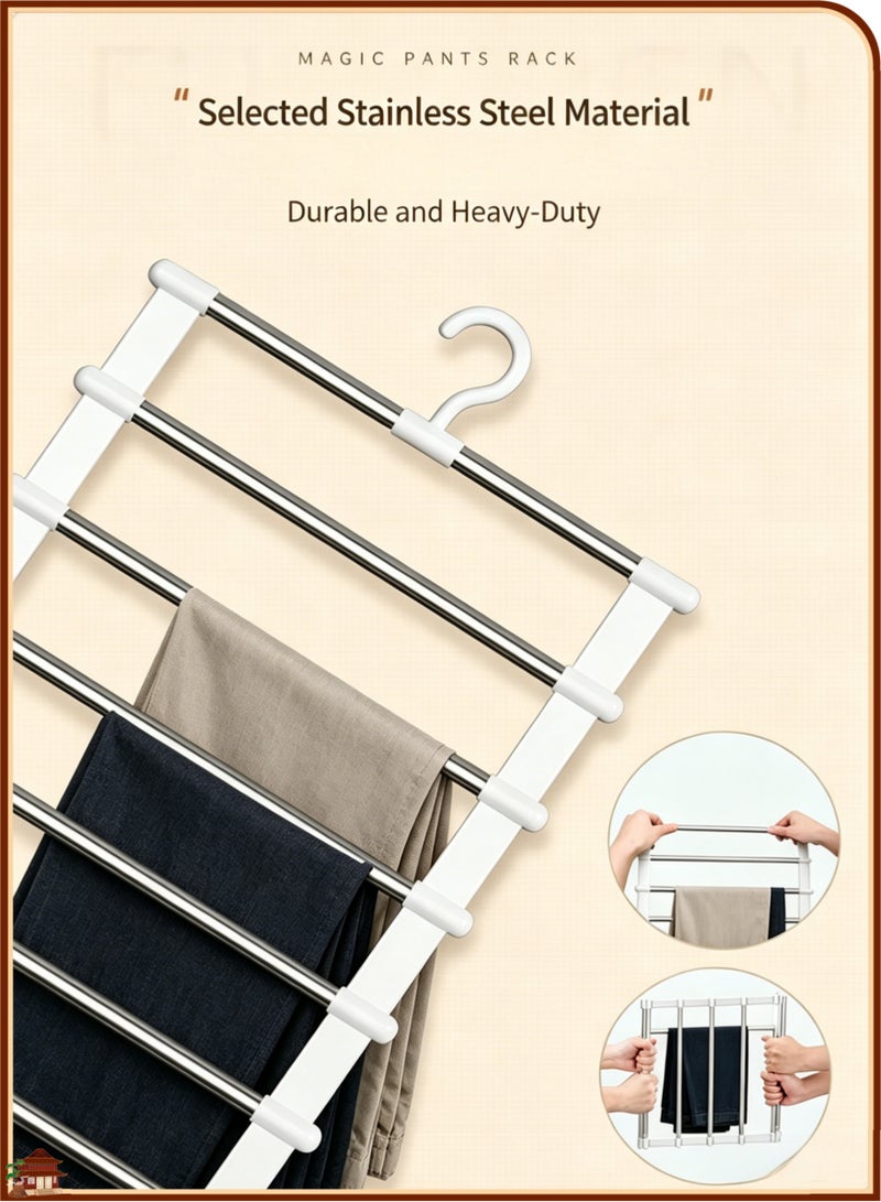 HOMESTAR 2 Packs Pants Hangers for Closet Storage, Space Saving Clothes Hanger, Collapsible Pants Storage, Heavy Duty Multi-Pole Closet Organizer for Jeans Scarf Trousers Leggings, Multifunctional Vertical Garment Holder for Bedroom Closet Home Laundry Organization, Durable Space Saver Pants Storage Rack for All Types of Bottom Garments - Image 5