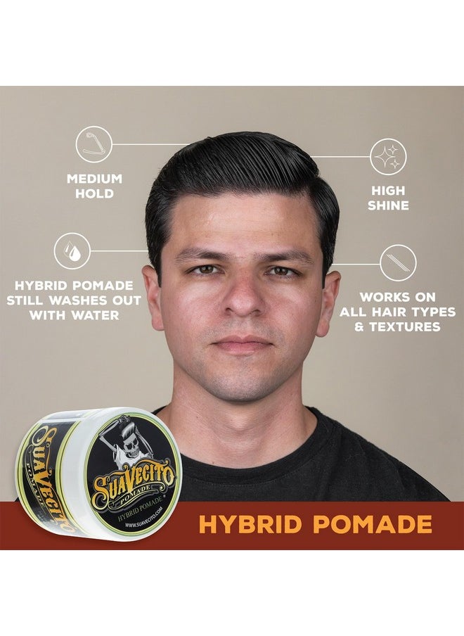SUAVECITO Suavecito Hybrid Pomade 4 oz, 1 Pack - Hair Pomade For Men - Medium Hold High Shine Hybrid Water And Oil Formula - Reworkable - Easy To Wash Out - All Day Hold For All Hair Styles  - Image 4