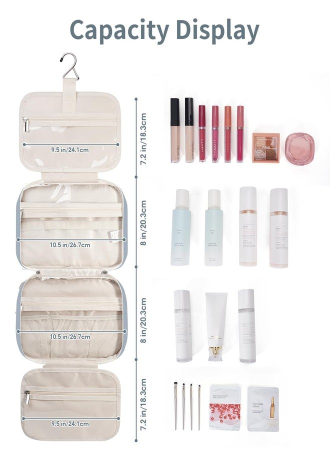 Narwey Hanging Toiletry Bag for Women Travel Makeup Bag Organizer Toiletries Bag for Travel Size Essentials Accessories Cosmetics (Greyish Blue (Medium)) - Image 3