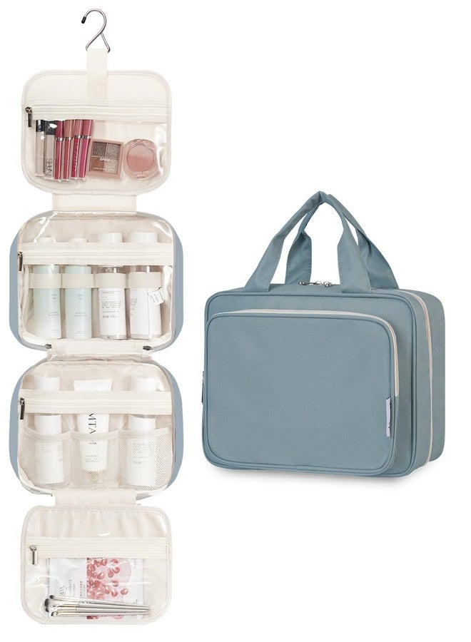 Narwey Hanging Toiletry Bag for Women Travel Makeup Bag Organizer Toiletries Bag for Travel Size Essentials Accessories Cosmetics (Greyish Blue (Medium)) - Image 2