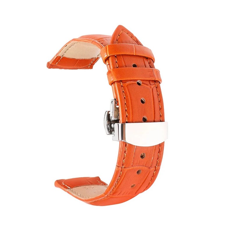 Bluejw 10mm-24mm Replacement Leather Watch Band with Stainless Steel Buckle Compatible with Garmin Samsung Huawei – Durable & Adjustable Strap to Replace the Watch Strap - Image 1