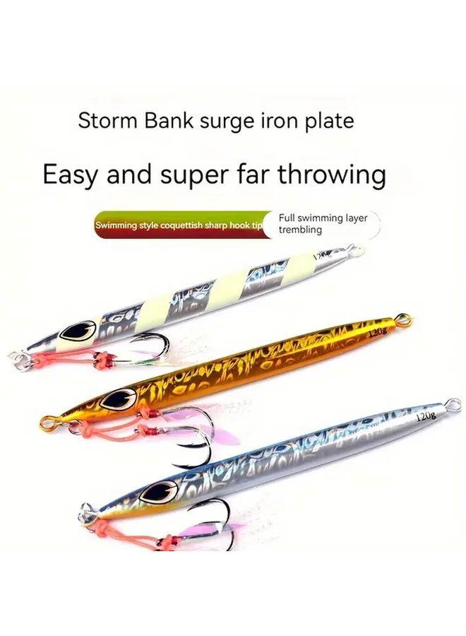 Golden Deep Sea Fishing Lures 200g 3D Printed Metal Casting Top Water Lures for Bass Trout - Image 2