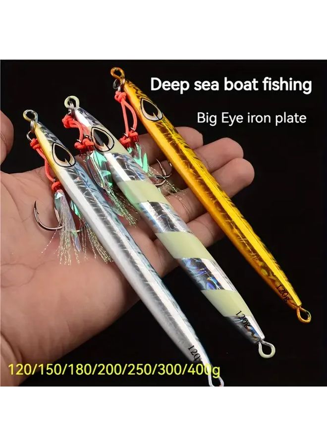 Golden Deep Sea Fishing Lures 200g 3D Printed Metal Casting Top Water Lures for Bass Trout - Image 1