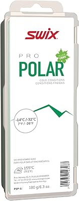Swix Polar - SKI Glide Wax - PSP-18 White - -7 to -26 Fahrenheit - 180g Bar - Fluoro Free - Super Hard - Extreme Cold - Image 1