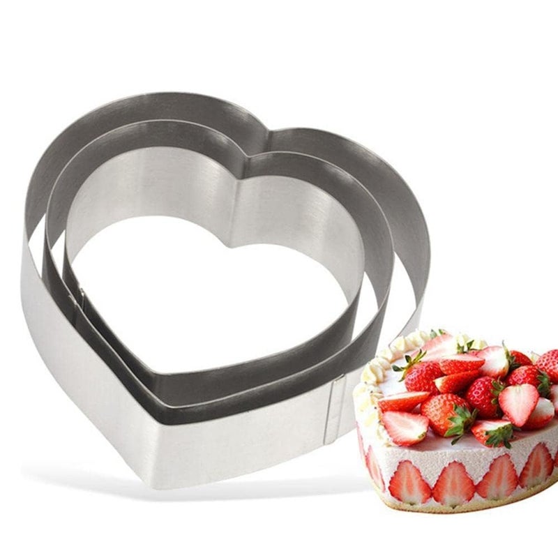 Esslly Heart Shape Cake Cutting Rings Stainless Steel Set Set of 3 20x5cm 15x5cm 10x5cm Durable Baking Tools for Layered Cakes and Desserts - Image 5