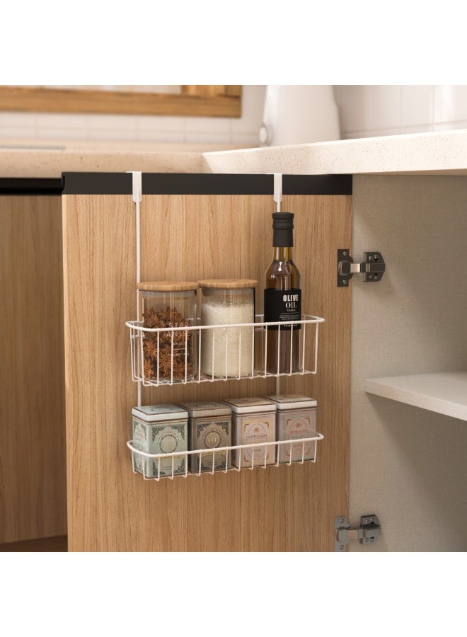 Smart Storage ✨ Premium Double-Layer Over Door Storage Basket – Carbon Steel Hanging Kitchen Organizer Rack (White) - Image 4