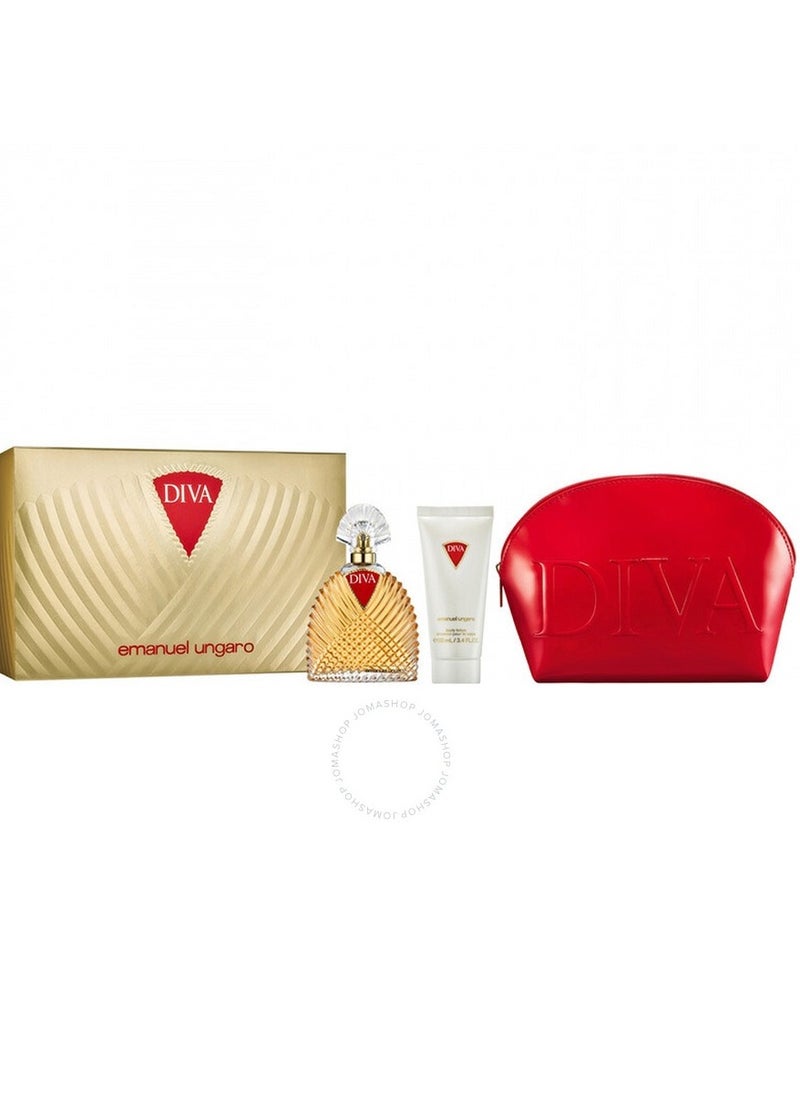 إيمانويل أنغارو مجموعة ديفا (نسائية).عطر 100 مل + بلسم 100 مل + حقيبة أدوات الزينة  - Image 1