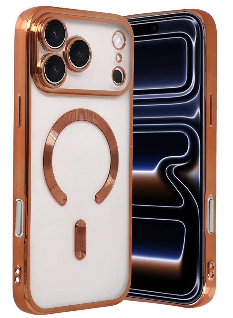 Compatible iPhone 17 Pro Max Case with Camera Lens Protector (Compatible with MagSafe) Magnetic Anti-Scratch Shockproof Protective iPhone 17 Pro Max Case for Women Men - Orange - Image 1