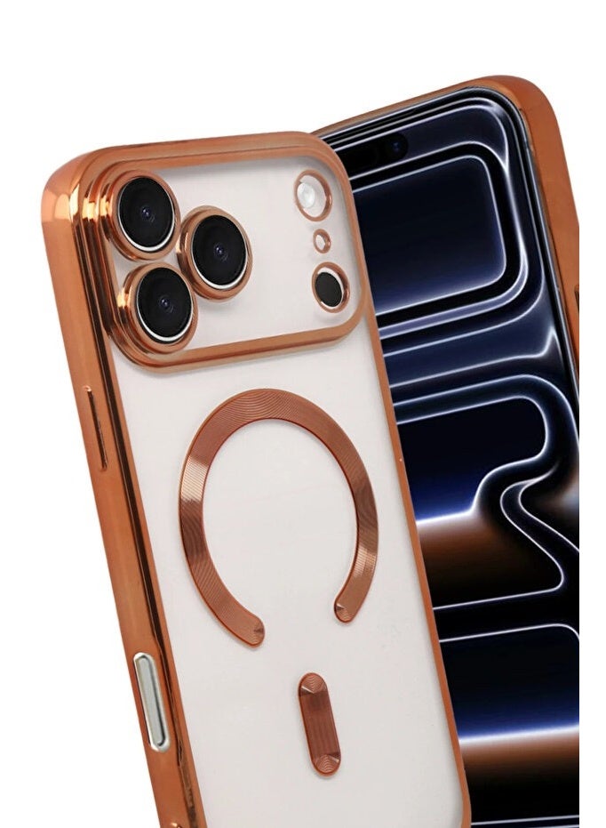 Compatible iPhone 17 Pro Max Case with Camera Lens Protector (Compatible with MagSafe) Magnetic Anti-Scratch Shockproof Protective iPhone 17 Pro Max Case for Women Men - Orange - Image 2