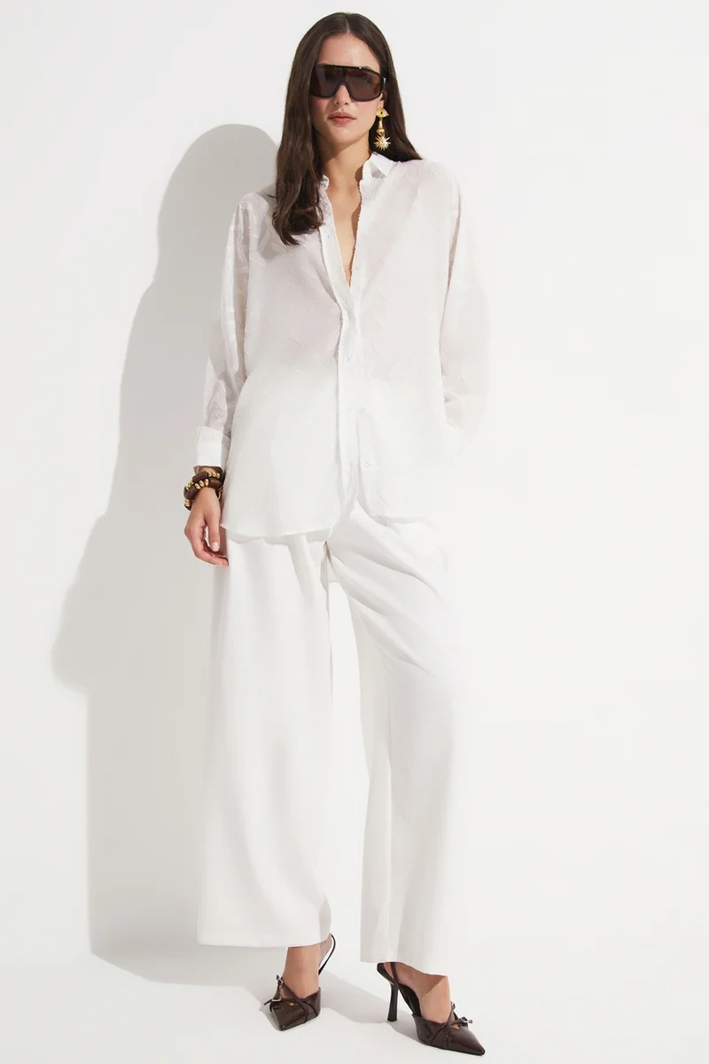 جون Women's Exclusive Oversize/loose Cut Self-Patterned Shirt