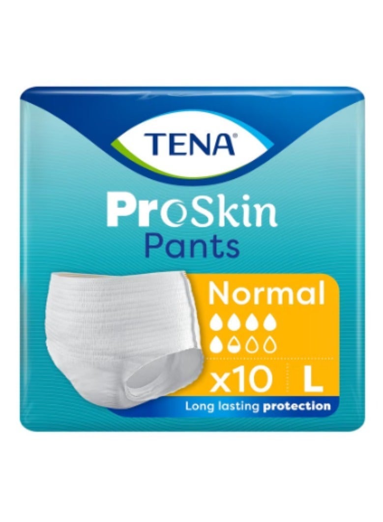 Tena Normal Pants Style | Adult Diaper Large Size (L) | Unisex | Waist Size 39-53 inch | 100-135cms | Long Lasting Protection | Odour Neutralizer | 10 Units - Image 1
