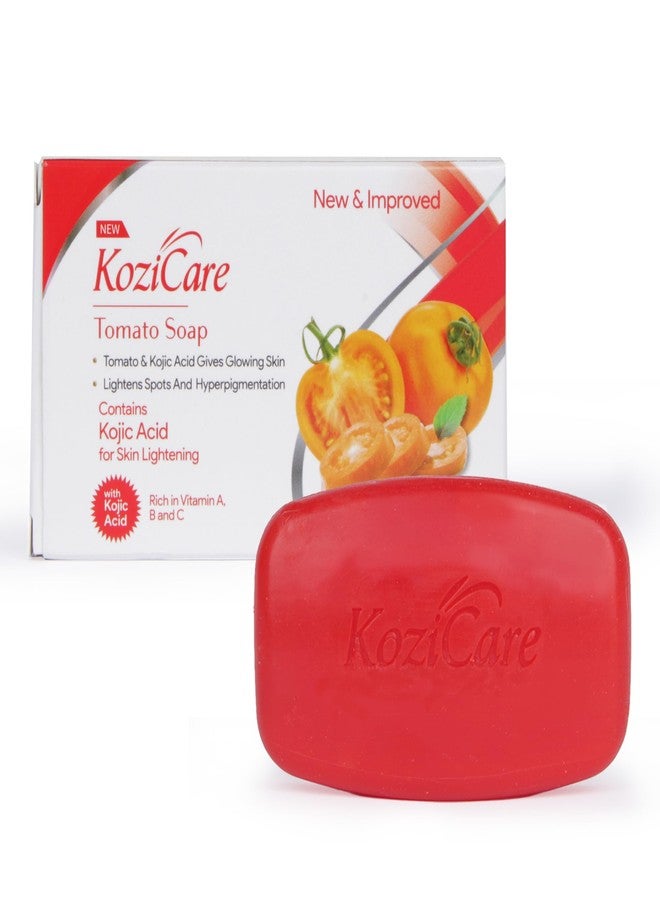 Kozicare Tomato Soap with Kojic Acid & Vitamin A B C | Skin Brightening & Lightening | Removes Dark Spots & Hyperpigmentation | Glowing Skin Bath Bar for Men & Women | 75 g - Image 1
