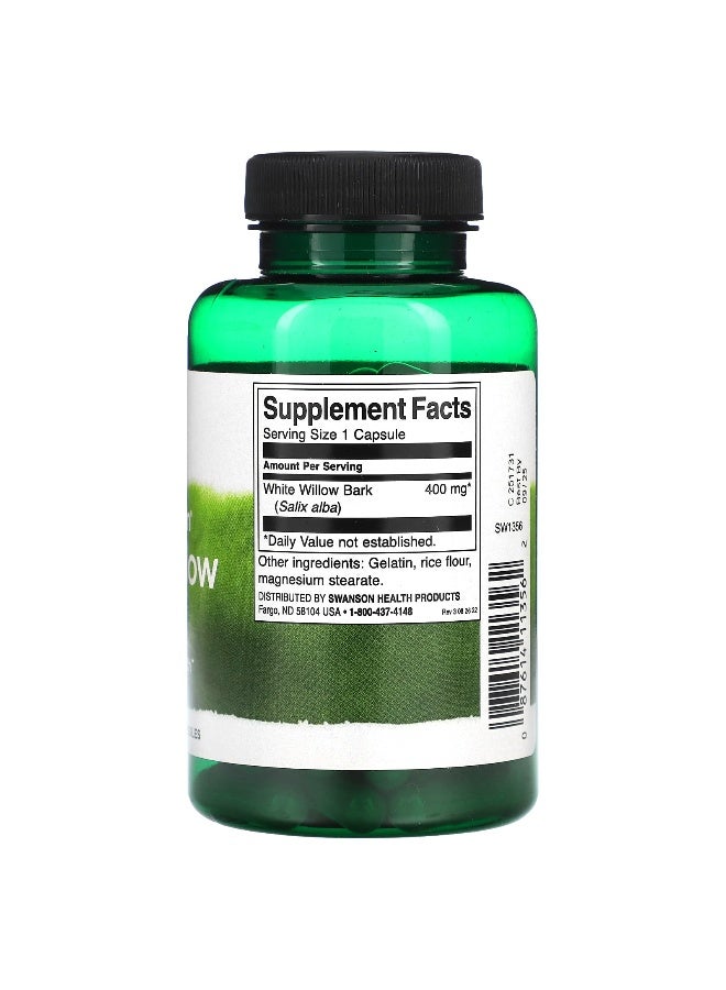SWANSON Swanson, Full Spectrum White Willow Bark, 400 mg, 90 Capsules  - Image 2