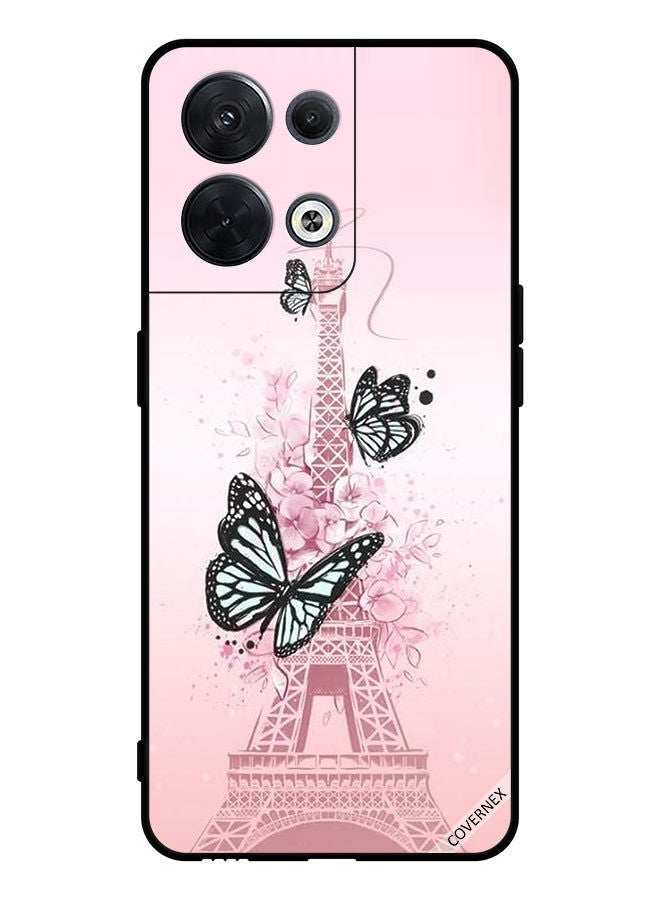 Covernex Protective Case Cover For Oppo Reno8 Butterflies On Eiffel Tower - Image 1