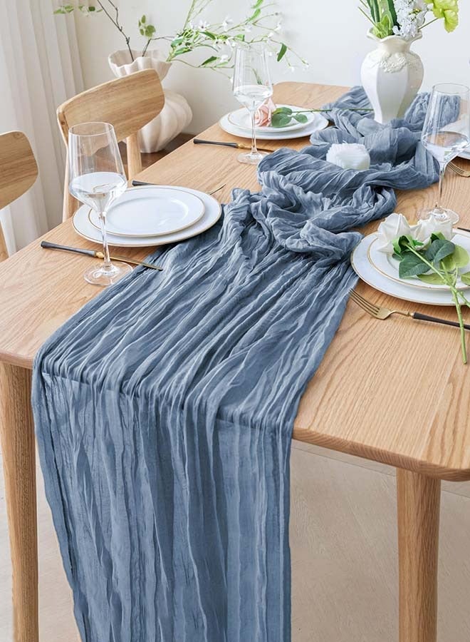 ثمانية فيبيهاوس مفرش طاولة من الشاش المجعد مفرش مائدة شفاف مفرش طاولة شيساني مفرش مائدة شفاف مفرش طاولة طويل عداء طاولة قماش الطاولة مفرش مائدة من قماش الجبن، مفرش مائدة زفاف باللون البيج، مفرش مائدة من الشاش البوهيمي مقاس 90 × 400 سم لتزيين طاولات حفلات الزفاف وحفلات أعياد الميلاد قطعة مركزية للطاولة مفرش طاولة شيساني - Image 1