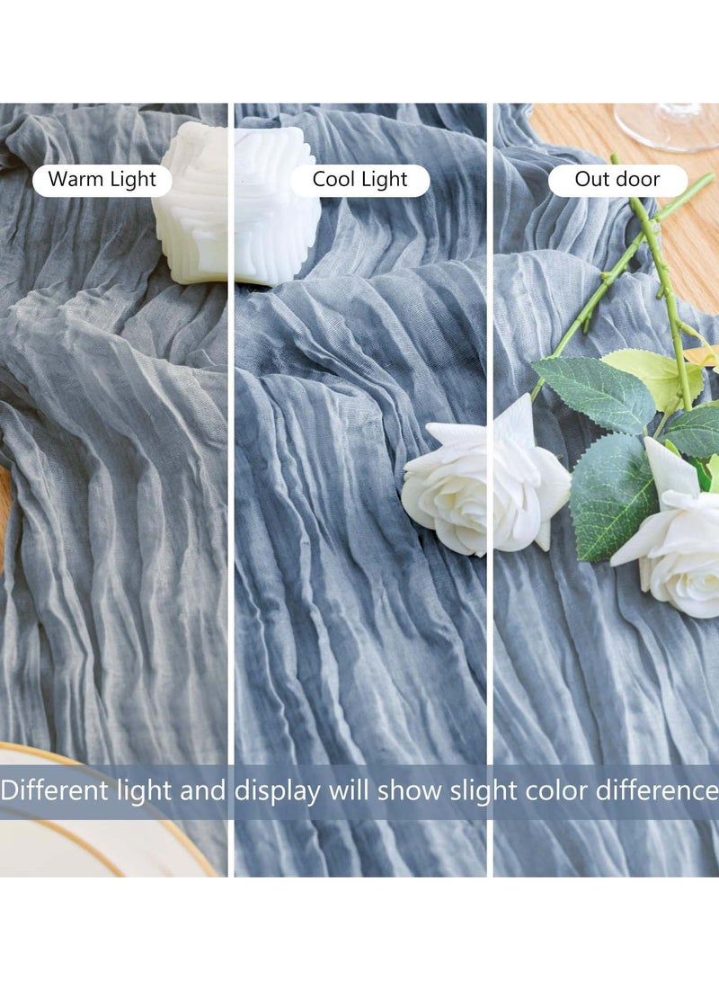 ثمانية فيبيهاوس مفرش طاولة من الشاش المجعد مفرش مائدة شفاف مفرش طاولة شيساني مفرش مائدة شفاف مفرش طاولة طويل عداء طاولة قماش الطاولة مفرش مائدة من قماش الجبن، مفرش مائدة زفاف باللون البيج، مفرش مائدة من الشاش البوهيمي مقاس 90 × 400 سم لتزيين طاولات حفلات الزفاف وحفلات أعياد الميلاد قطعة مركزية للطاولة مفرش طاولة شيساني - Image 5