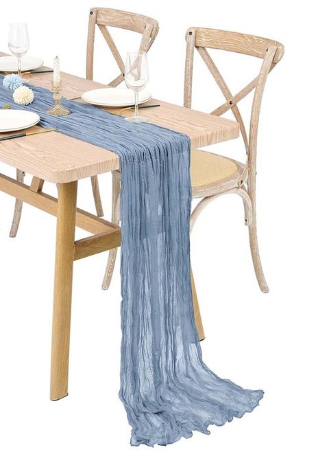 Table Runner, 90 x 400 cm Boho Gauze Table Runner  for Wedding Bridal Baby Shower Birthday Party Table Decoration