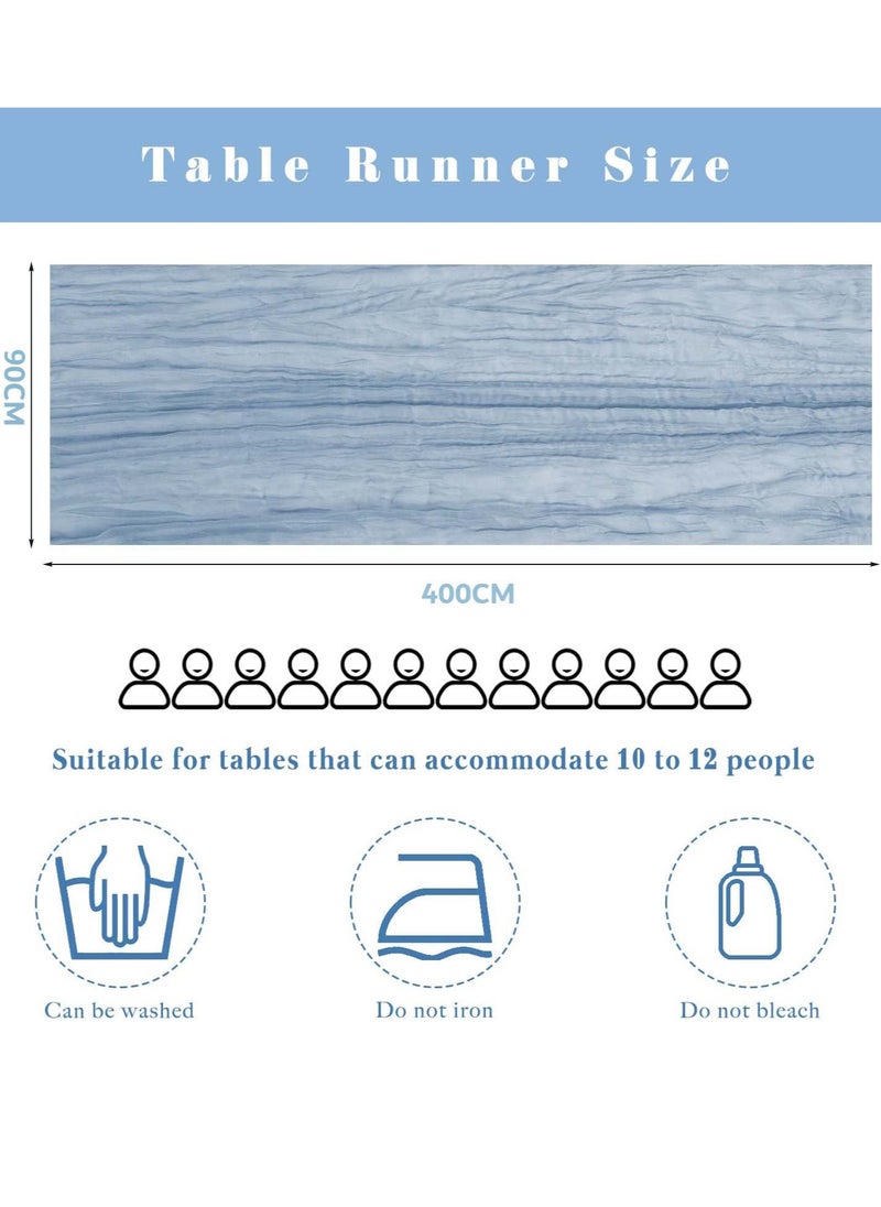 YIM-VIBEHAUS - Table Runner, 90 x 400 cm Boho Gauze Table Runner  for Wedding Bridal Baby Shower Birthday Party Table Decoration - Image 1