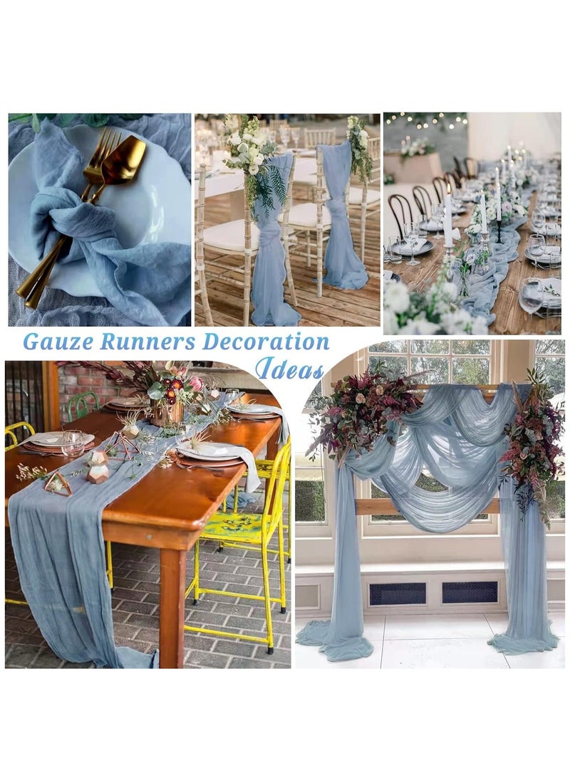YIM-VIBEHAUS - Table Runner, 90 x 400 cm Boho Gauze Table Runner  for Wedding Bridal Baby Shower Birthday Party Table Decoration - Image 1