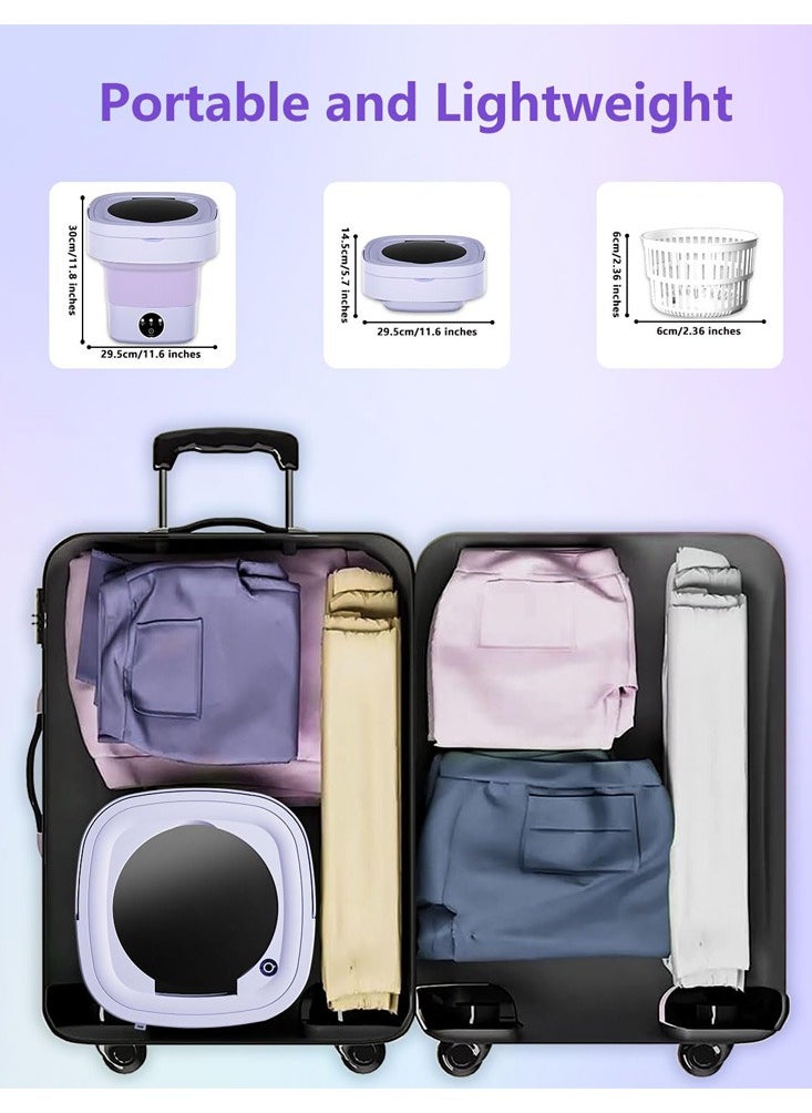 Meiyilan Portable Washing Machine, 8L Mini Laundry Washer with 3 Modes Cleaning for Underwear, Baby Clothes, Sock, Small Delicates. Foldable Washer and Dryer Combo for Apartment, Home, Hotel, Camping, RV  - Image 2