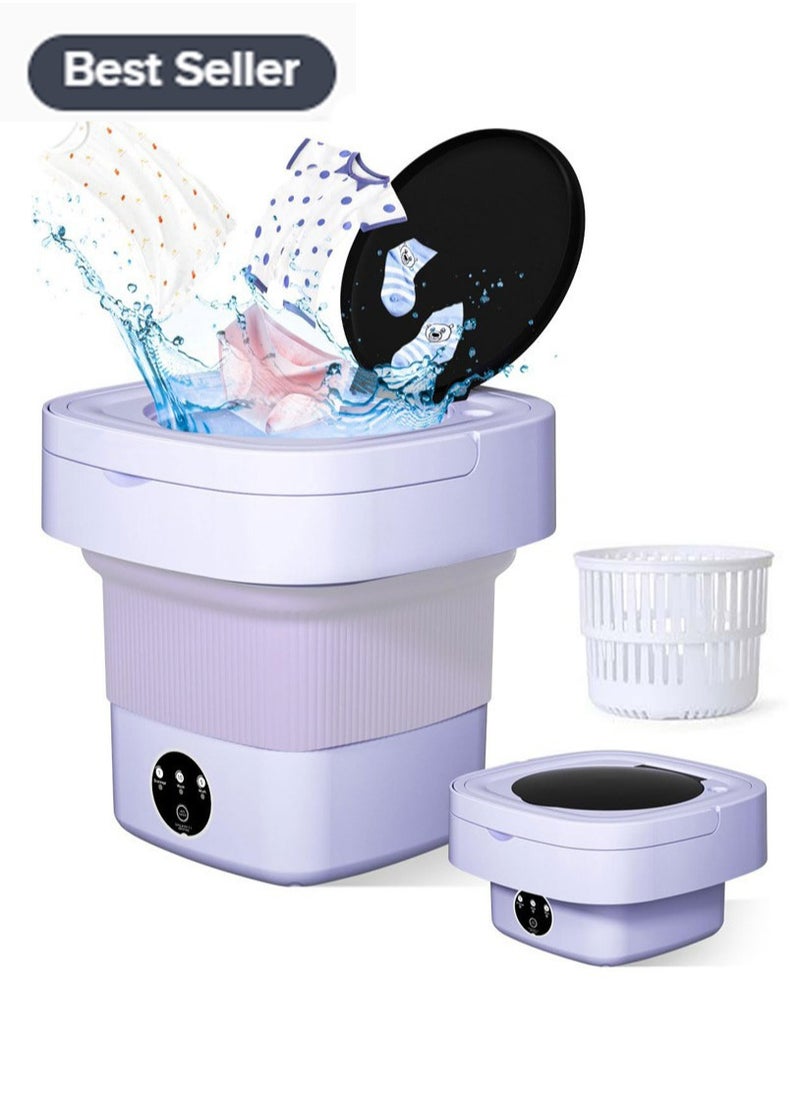 Meiyilan Portable Washing Machine, 8L Mini Laundry Washer with 3 Modes Cleaning for Underwear, Baby Clothes, Sock, Small Delicates. Foldable Washer and Dryer Combo for Apartment, Home, Hotel, Camping, RV  - Image 1