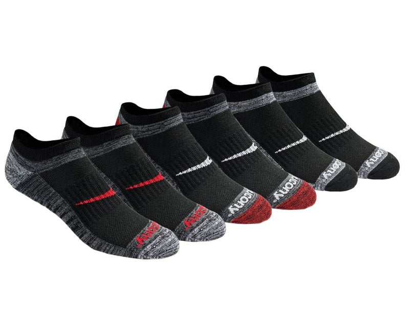 Saucony Men's Bolt RunDry Performance No-Show Multi-pack Socks, Red Assorted (6 Pairs), Large - Image 1