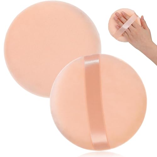Calitate24 Small Face Makeup Sponge, 2.4 Inch Ultra Soft Washable Reusable Large Velour Loose Powder Puff Washable Round Sponge Puff for Face Body, Wet Dry Makeup Tool, 2 Pieces - Image 1