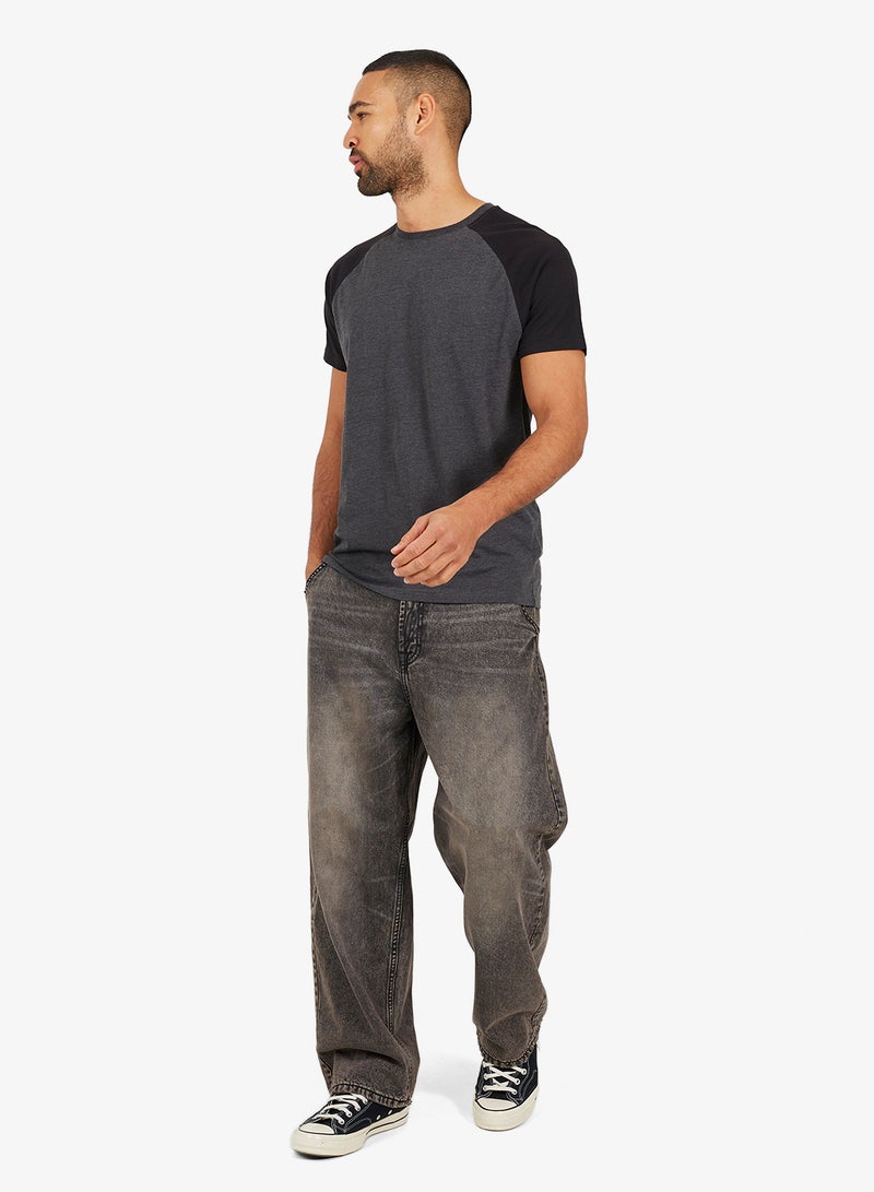 BRAVE SOUL MENS CREW NECK TSHIRT WITH CONTRAST - Image 1