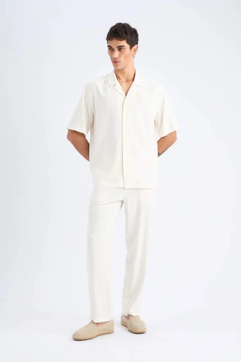 DeFacto Regular Fit Linen Blend Straight Leg Viscose Joggers