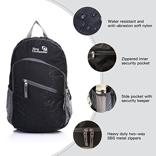Outlander Packable Handy Lightweight Travel Hiking Backpack Daypack-Black-L - Image 3