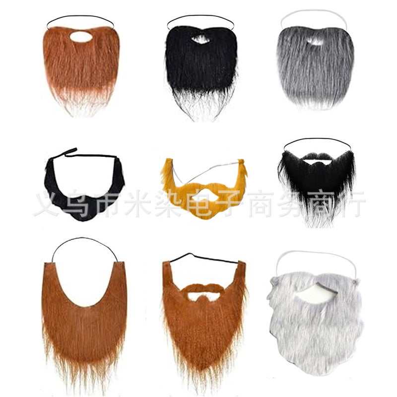 Halloween Fake Beard Simulation Beard Party Dress Up Santa Claus White Beard Props Black Whiskers - Image 2