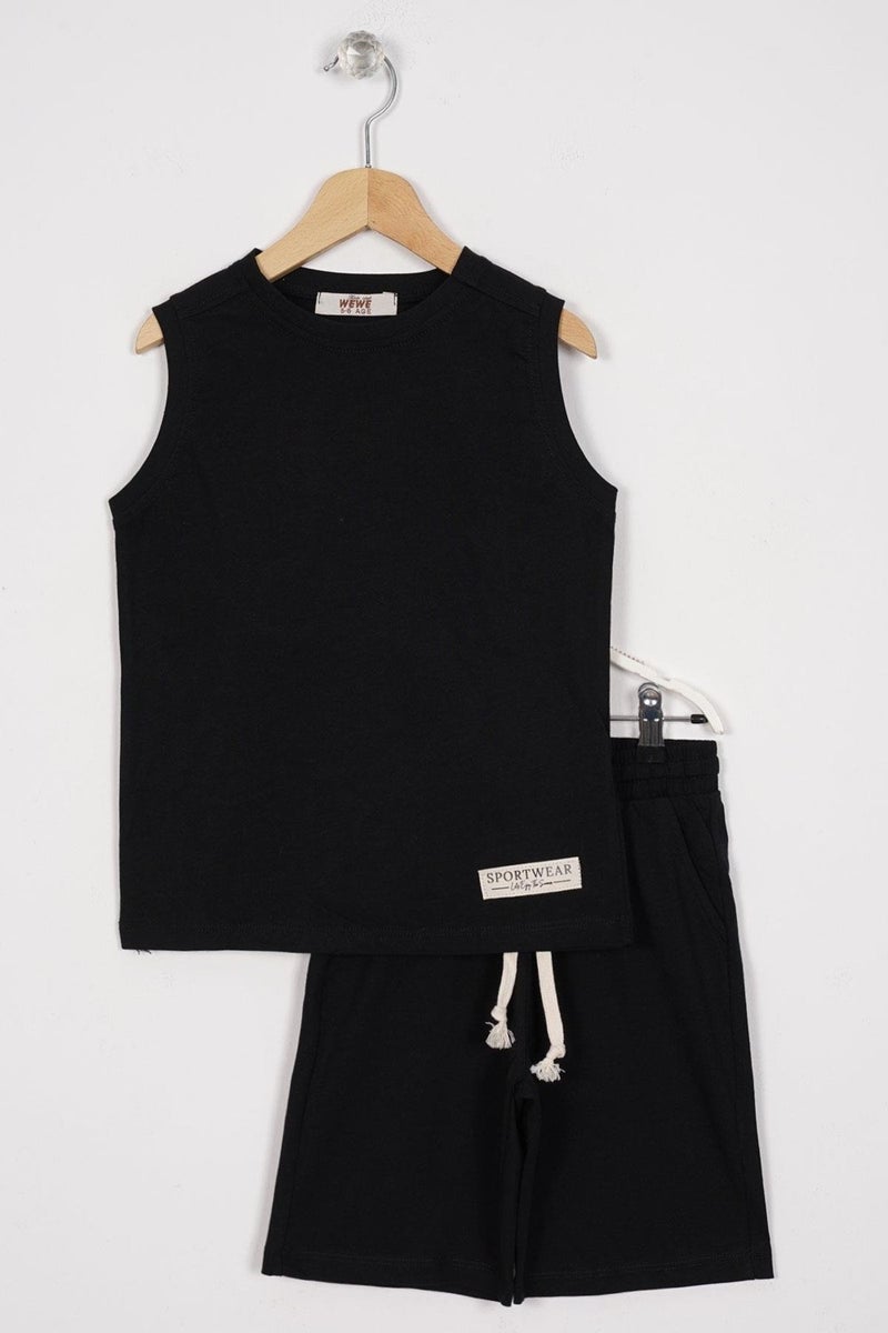 Zepkids Sport Wear Emblem Black Color Boy Capri Set  - Image 1