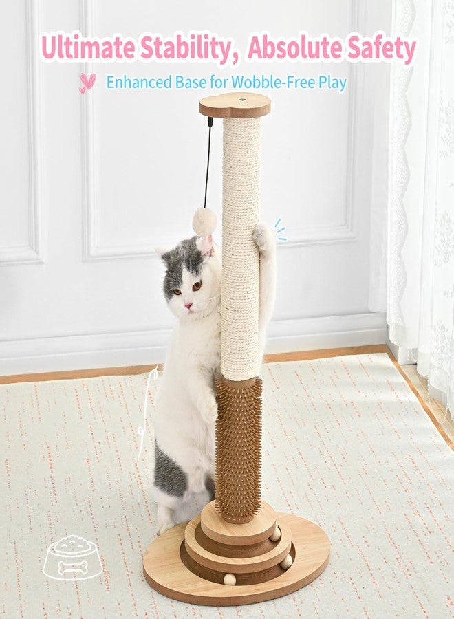 MADE 4 PETS Made4Pets Cat Scratching Post Premium Sisal Cat Scratcher Kitten Toys for Indoor Kittens 28.3" Tall Cat Tower Scratch Post Cat Tree Wooden Interactive Ball Track Cat Toy with Hanging Ball, Beige - Image 5
