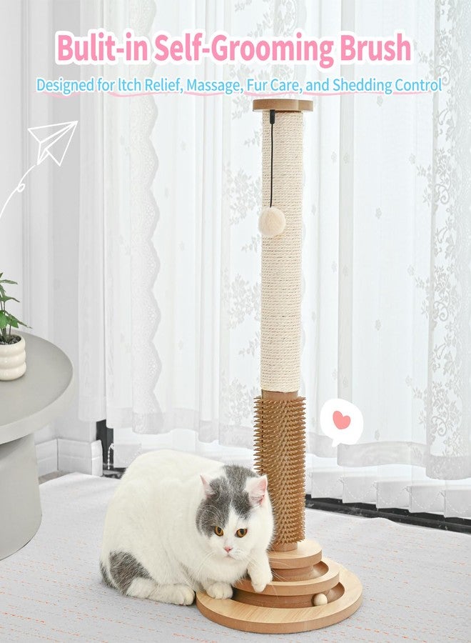 MADE 4 PETS Made4Pets Cat Scratching Post Premium Sisal Cat Scratcher Kitten Toys for Indoor Kittens 28.3" Tall Cat Tower Scratch Post Cat Tree Wooden Interactive Ball Track Cat Toy with Hanging Ball, Beige - Image 4