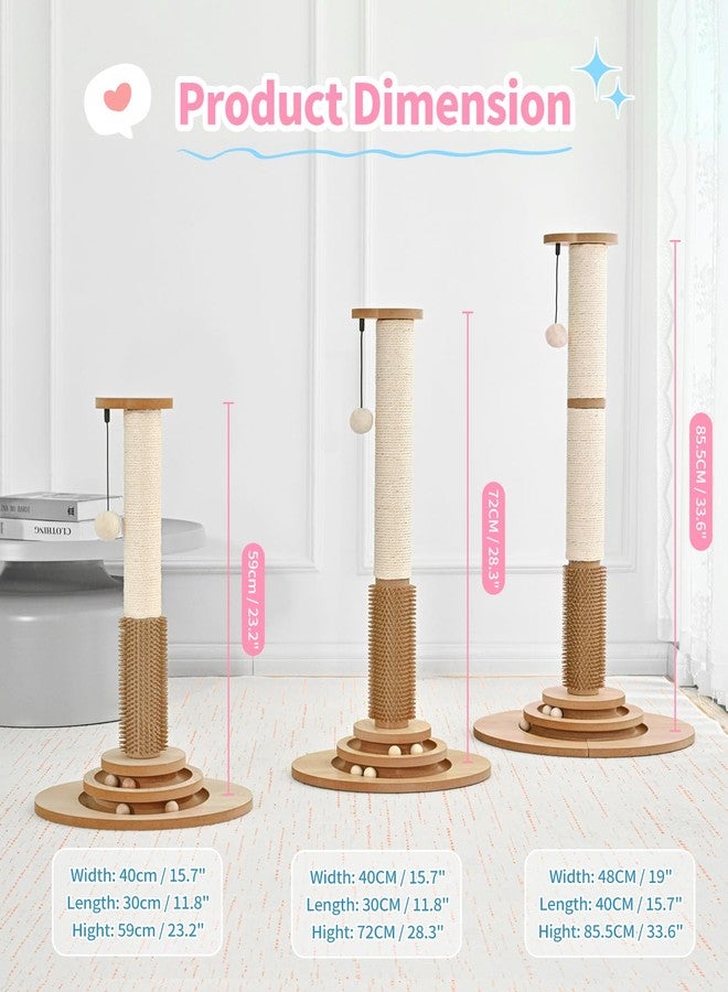 MADE 4 PETS Made4Pets Cat Scratching Post Premium Sisal Cat Scratcher Kitten Toys for Indoor Kittens 28.3" Tall Cat Tower Scratch Post Cat Tree Wooden Interactive Ball Track Cat Toy with Hanging Ball, Beige - Image 3