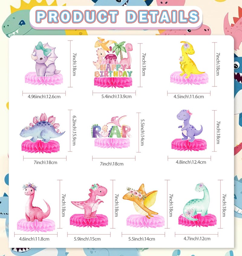 Yavxzvbw Girl Dinosaur Party Decorations - Pink Dinosaur Birthday Decorations Dino Table Decorations Dino Centerpieces for Girls Theme Birthday Party Baby Shower Supplies - Image 2