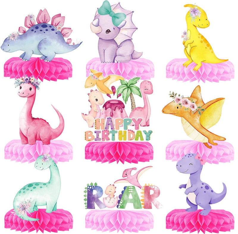 Yavxzvbw Girl Dinosaur Party Decorations - Pink Dinosaur Birthday Decorations Dino Table Decorations Dino Centerpieces for Girls Theme Birthday Party Baby Shower Supplies - Image 1