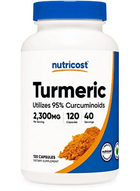 Turmeric Curcumin With Bioperine And 95% Curcuminoids 2300Mg 120 Capsules Veggie Capsules 767Mg Per Cap 40 Servings Gluten Free Non Gmo