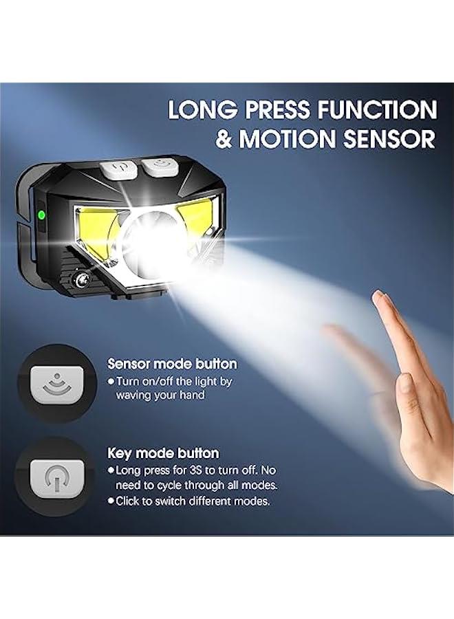 Headlamp Flashlight, Lumen Ultra-Light Bright LED Rechargeable Headlight with White Red Light, 2-Pack Waterproof Motion Sensor Head Lamp,8 Modes for Outdoor Camping Running Hiking Fishing  - Image 3