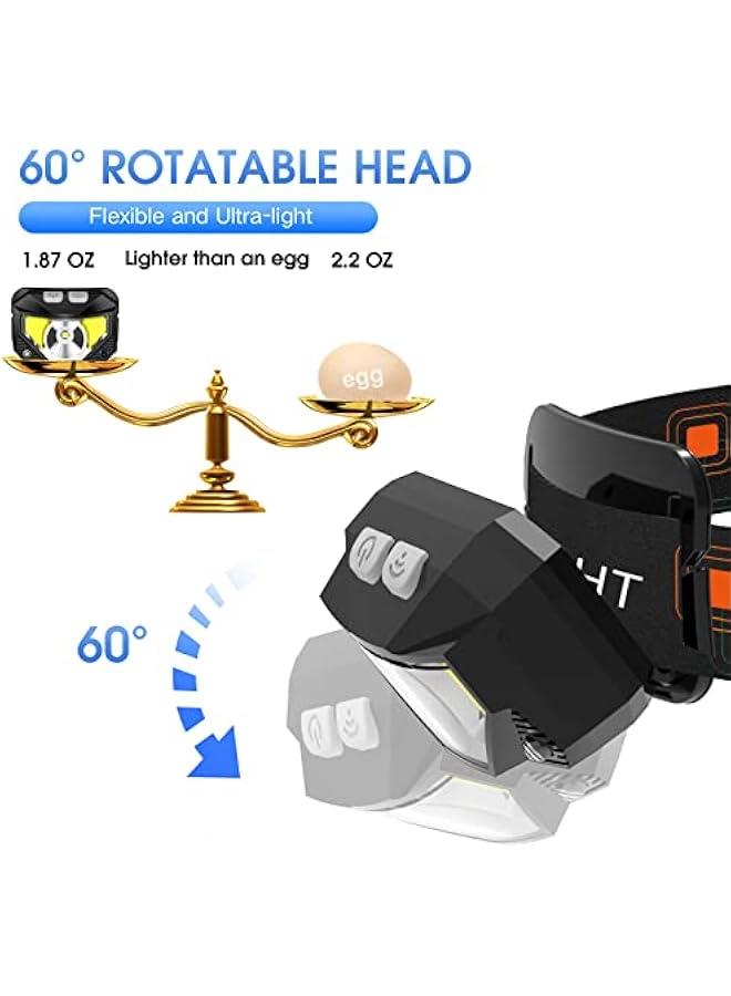 Headlamp Flashlight, Lumen Ultra-Light Bright LED Rechargeable Headlight with White Red Light, 2-Pack Waterproof Motion Sensor Head Lamp,8 Modes for Outdoor Camping Running Hiking Fishing  - Image 5