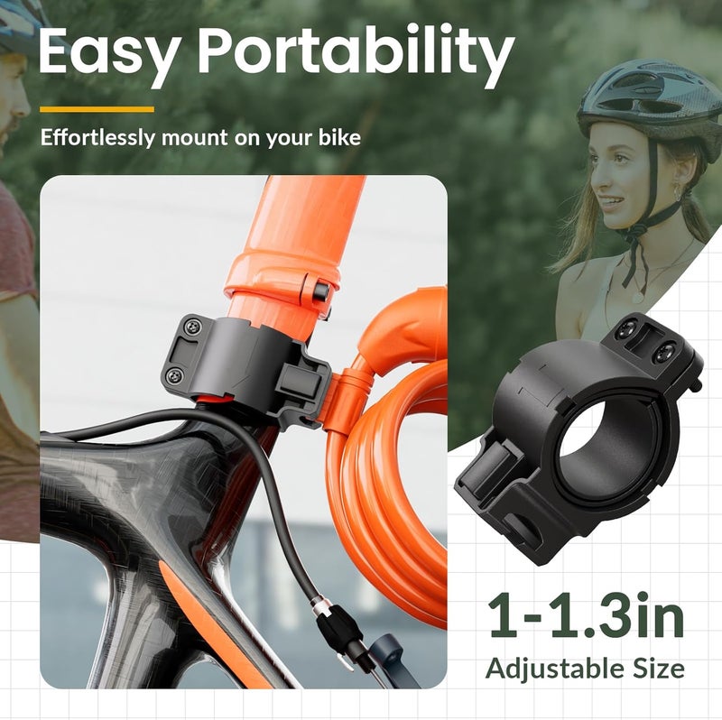 Titanker Bike Lock, Bicycle Lock 4 Feet Cable Lock 1/2 Inch Resettable Bike Lock Combination with Mounting Bracket, Bike Accessories for Bicycle, Electric Scooter, Motorcycle - Image 5