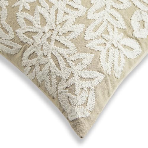Haus & Kinder Embroidered Cushion Cover 16x16 Inch Set of 1 Premium Cotton Decorative Throw Pillow Cover for Sofa Couch Bed Soft Breathable Square Cushion Case Living Room Home Decor 40x40 cm Cushions - Image 4