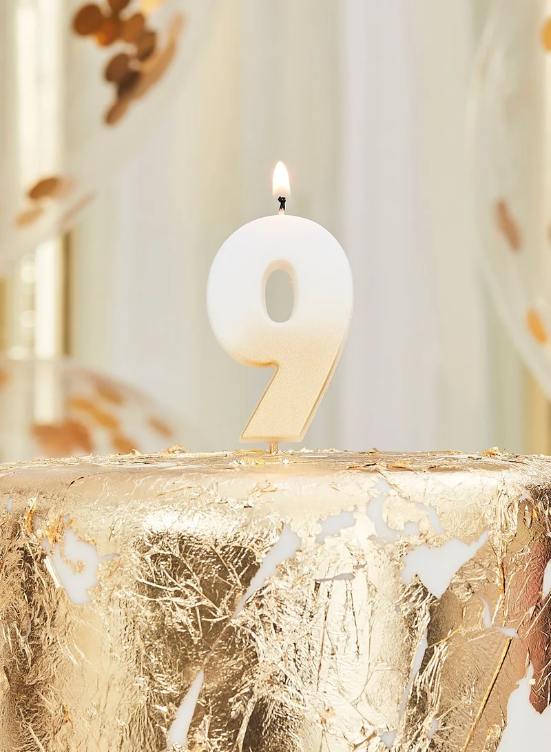 Ginger Ray Gold Ombre Number Candle - 9