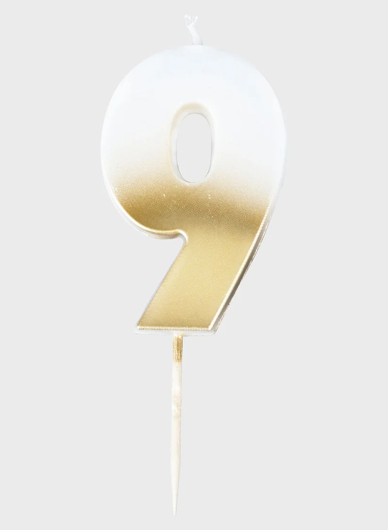 Ginger Ray Gold Ombre Number Candle - 9