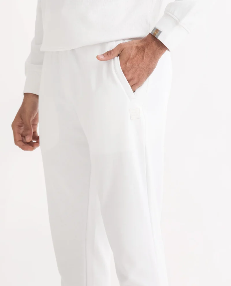 Rare Rabbit Rare Rabbit Mens Wimble White Track Pant Cotton Polyester Terry Fabric Mid Rise Knitted Draw String Closure