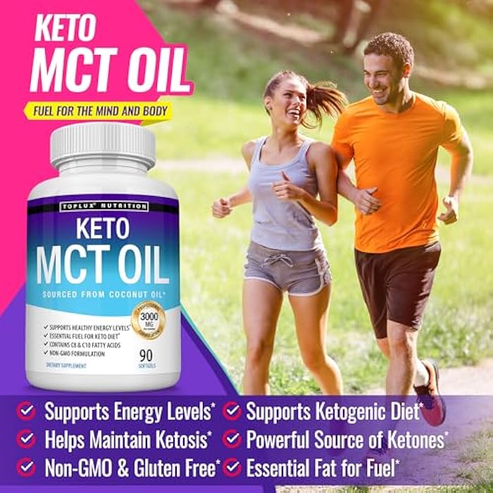 Toplux Keto MCT Oil Capsules - 3000mg Natural Pure Coconut Oil Extract Pills, Source of Energy, Easy to Digest for Men Women, 90 Softgels, Supplement - Image 3