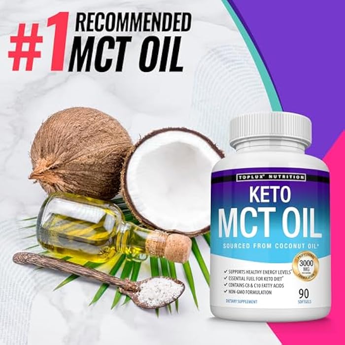Toplux Keto MCT Oil Capsules - 3000mg Natural Pure Coconut Oil Extract Pills, Source of Energy, Easy to Digest for Men Women, 90 Softgels, Supplement - Image 5