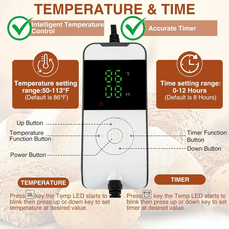BLUBYEES Digital Kombucha Heating Wrap with Precise Temperature Control and Timer Function - Kombucha Starter Kit, the Ideal Fermentation Heating Pad for Kombucha and Sourdough - Image 2